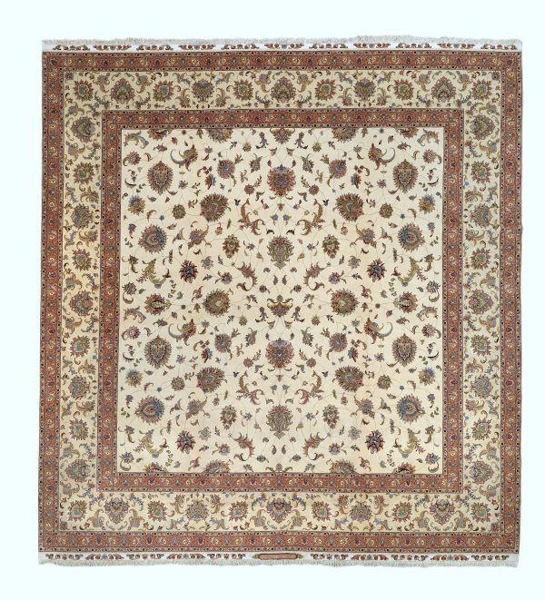 Square Fine, Signed Persian Tabriz Carpet at Essie Carpets, Mayfair London