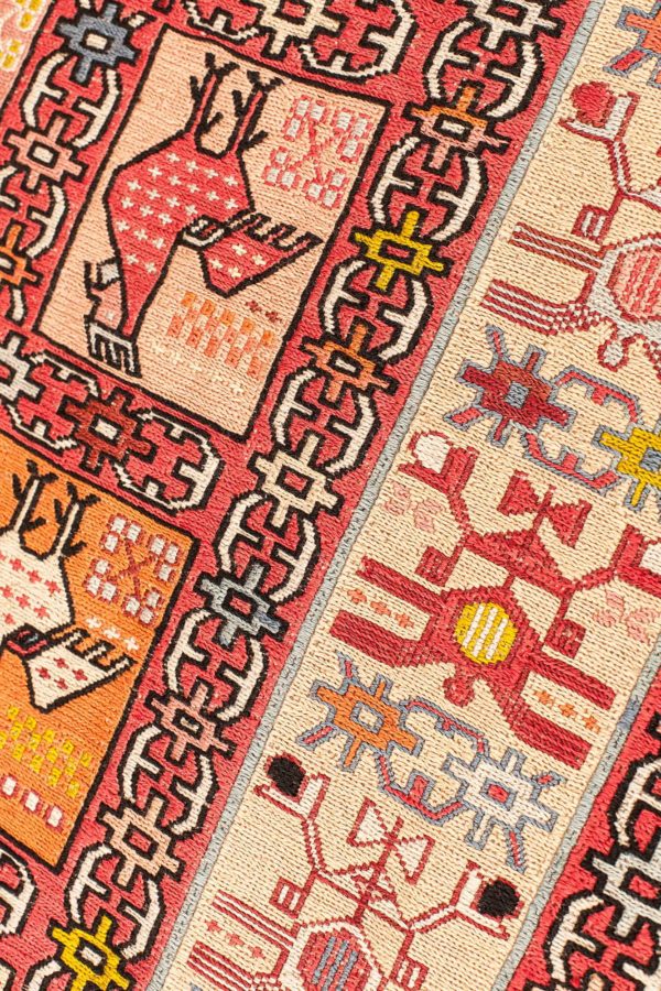 Soumak  Roosters Kilim at Essie Carpets, Mayfair London