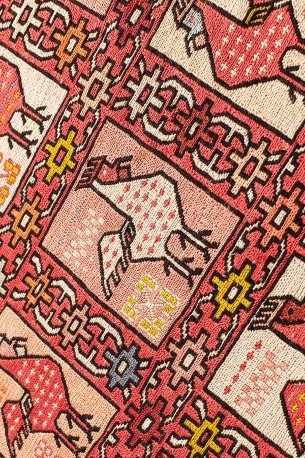 Soumak  Roosters Kilim at Essie Carpets, Mayfair London
