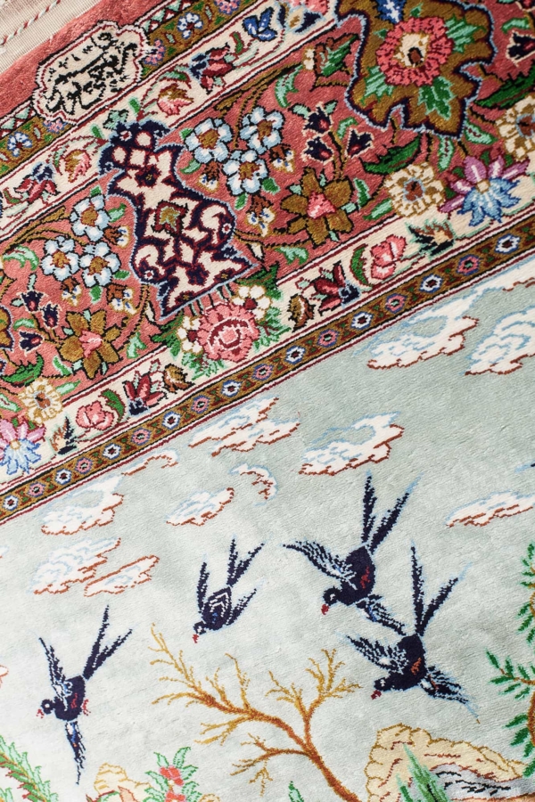 Signed Fine Persian Qum  Rug at Essie Carpets, Mayfair London