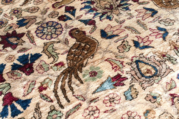 Antique Kashan Pure Silk Rug at Essie Carpets, Mayfair London
