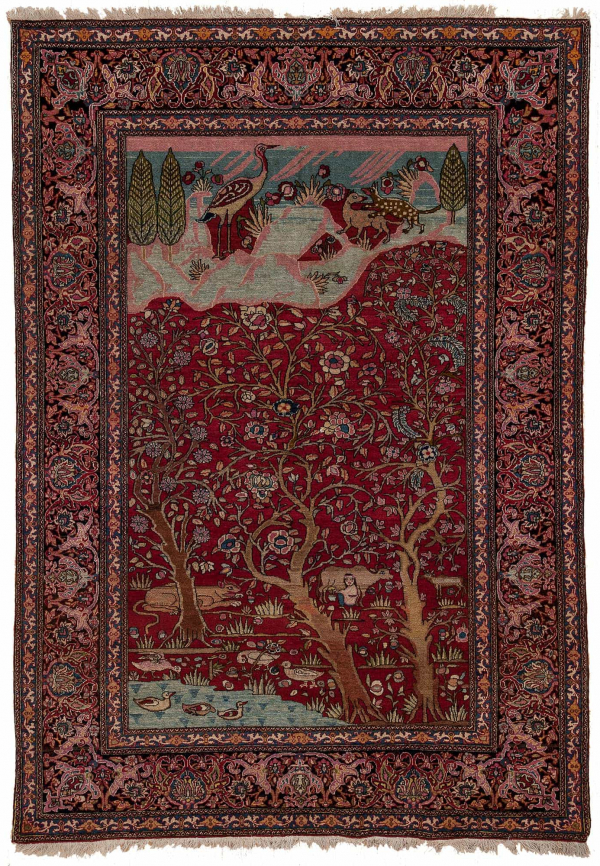 Tree of Life Fine Old Persian Esfahan  Rug at Essie Carpets, Mayfair London
