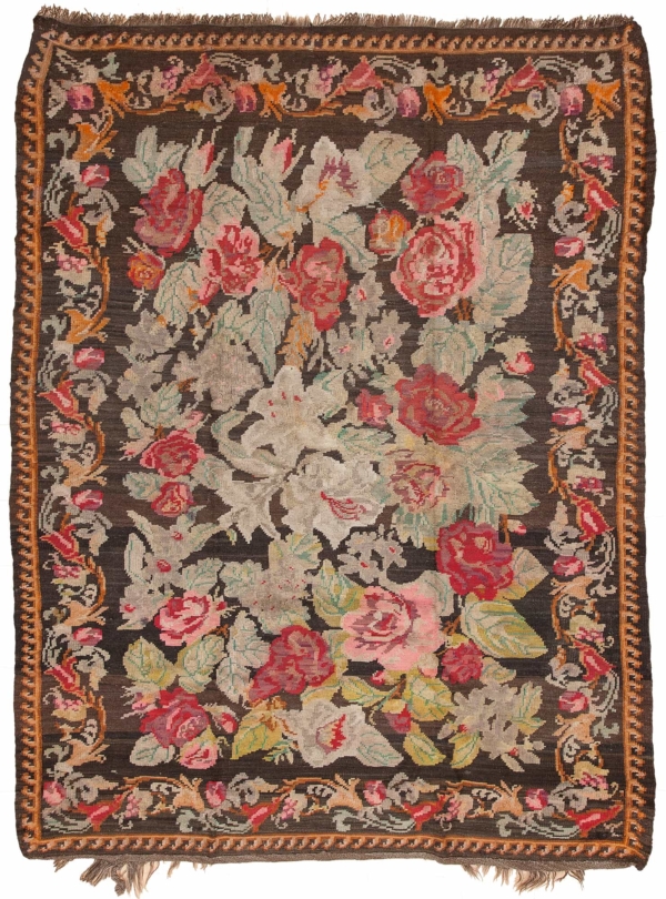 Old Russian Karabakh Kilim Gol Farangi Kilim at Essie Carpets, Mayfair London