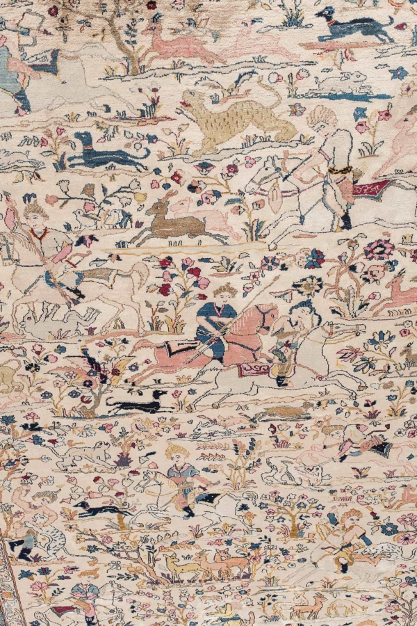 Extremely Fine, Persian Kashan, Hunters on Horses Rug at Essie Carpets, Mayfair London