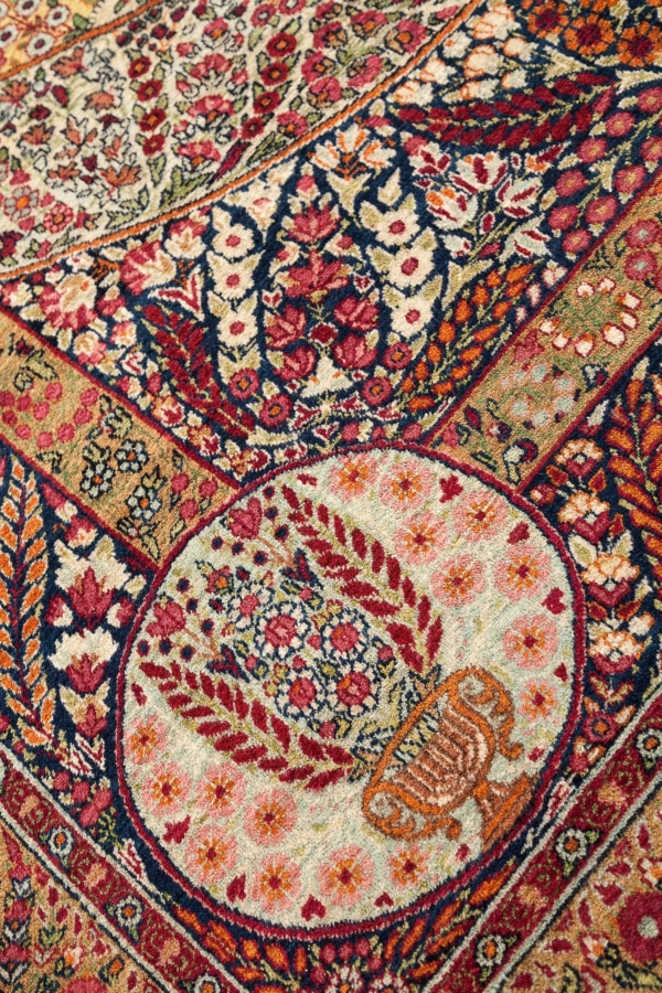 Extremely Fine, Rare, Signed Antique Ravar Kerman (one of a Pair) King and Court Rug at Essie Carpets, Mayfair London
