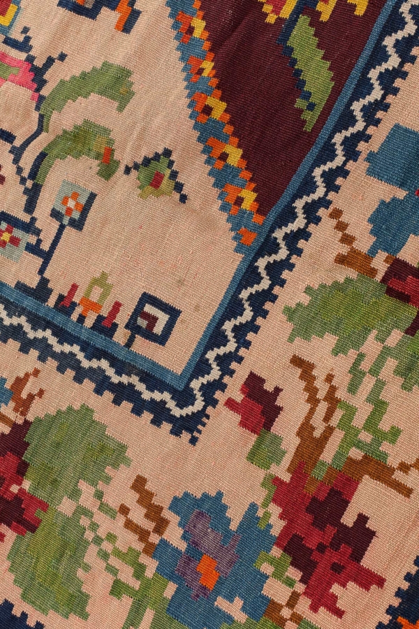 Persian Qashqai Gol Farangi Kilim at Essie Carpets, Mayfair London
