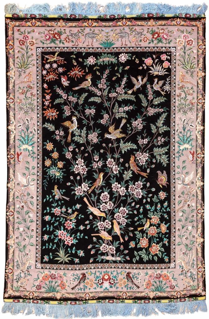 Extremely Fine 'Gol Bolbol' Persian Tabriz Rug at Essie Carpets, Mayfair London