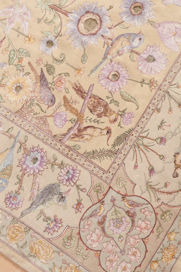 Extremely Fine Signed Persian Tabriz Ducks in the Lake Rug at Essie Carpets, Mayfair London