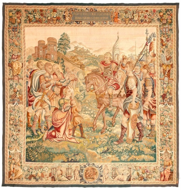 Episode in the life of Caesar Antique French Aubusson  Tapestry at Essie Carpets, Mayfair London