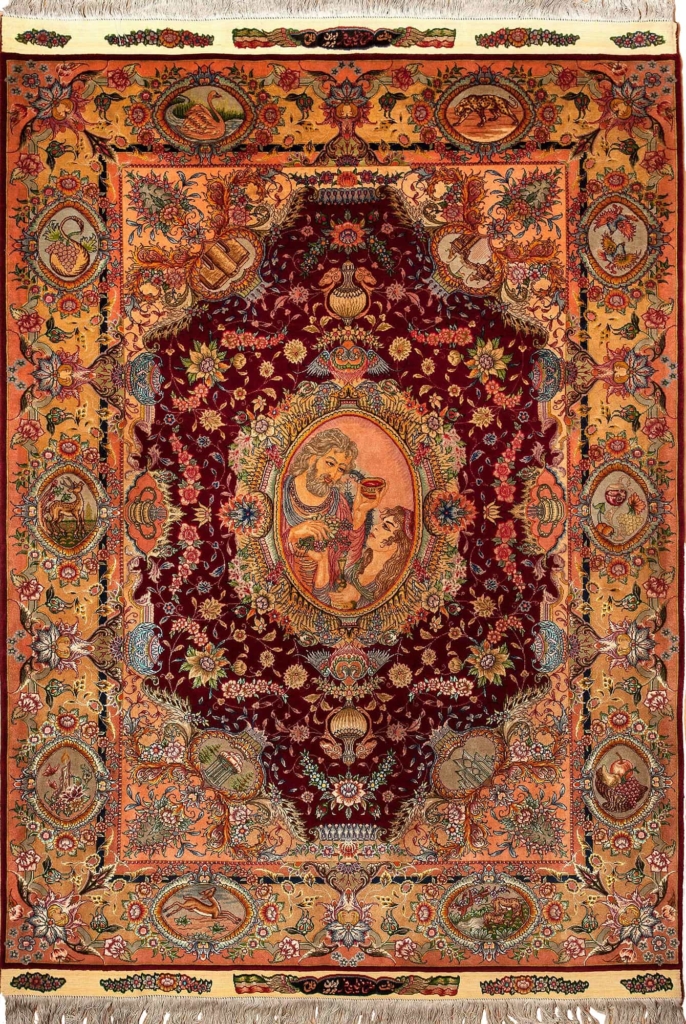 Very Fine  ' Omar Khayam' Signed Persian Tabriz Rug at Essie Carpets, Mayfair London