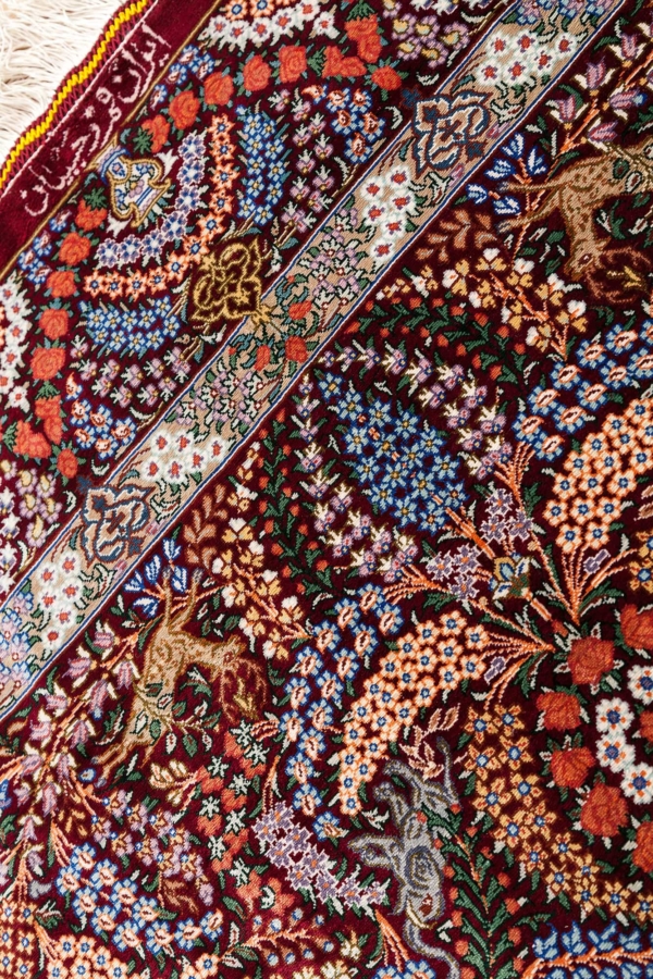 Signed Fine Persian Qum Rug at Essie Carpets, Mayfair London
