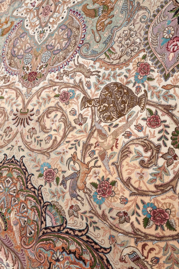 Exquisite Very Fine, Signed Oval Persian Tabriz Carpet at Essie Carpets, Mayfair London