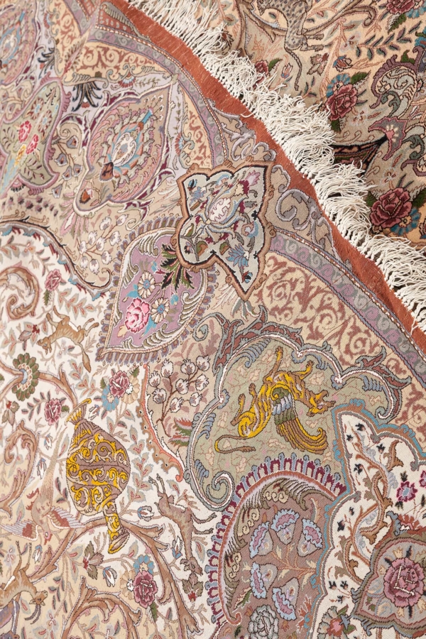 Exquisite Very Fine, Signed Oval Persian Tabriz Carpet at Essie Carpets, Mayfair London