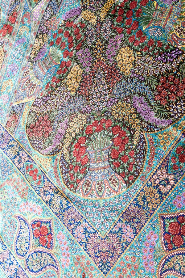 Extremely Fine, Rare, Signed Persian Qum Carpet at Essie Carpets, Mayfair London
