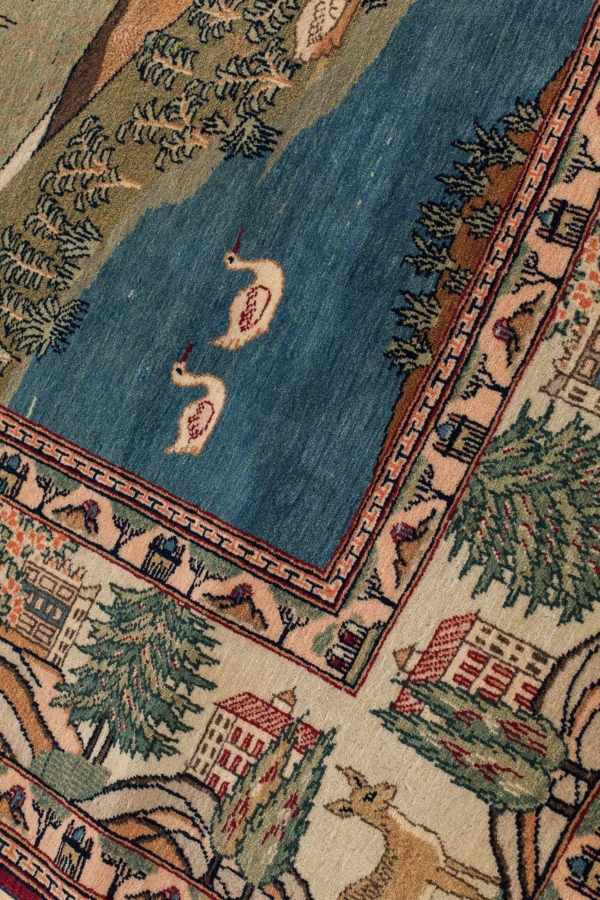 Fine Persian Kashan, Deers by the Lake Rug at Essie Carpets, Mayfair London