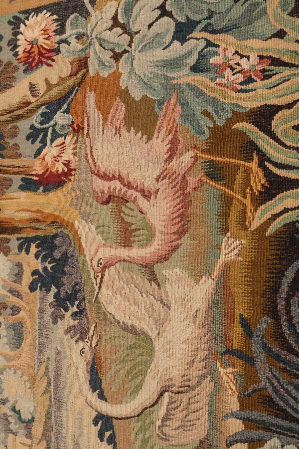 Antique Tapestry Castle Swan at Essie carpets Mayfair London