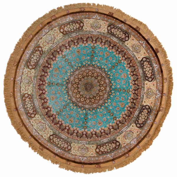 Unique and Embossed, Very Fine, Circular Persian Tabriz Rug at Essie Carpets, Mayfair London