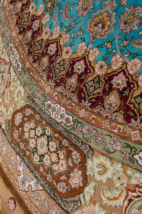Unique and Embossed, Very Fine, Circular Persian Tabriz Rug at Essie Carpets, Mayfair London