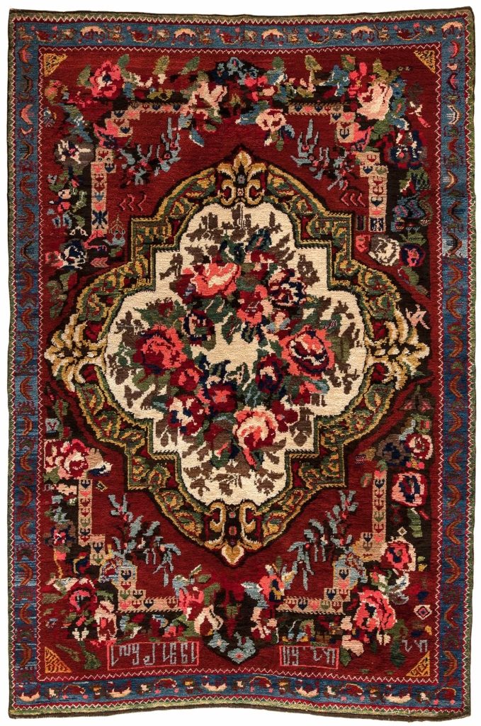 Dated and Signed Russian Gol Farangi Karabakh Rug at Essie Carpets, Mayfair London