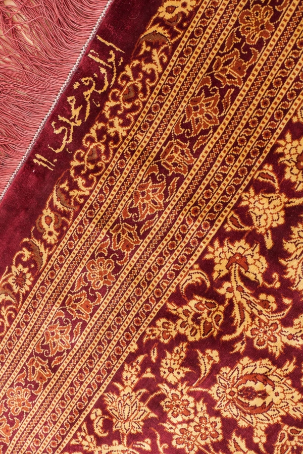 Signed Very Fine Pure Silk Persian Qum Carpet at Essie Carpets, Mayfair London
