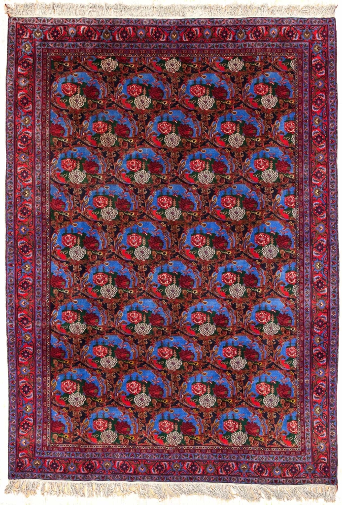 Sanandaj Persian Colourful Flowers Gol Farangi Carpet at Essie Carpets, Mayfair London
