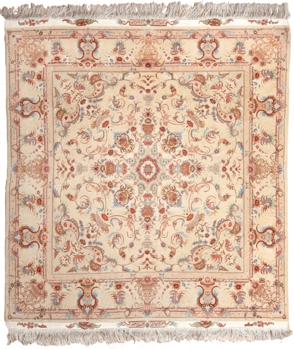 Square Signed Persian Tabriz Rug at Essie Carpets, Mayfair London