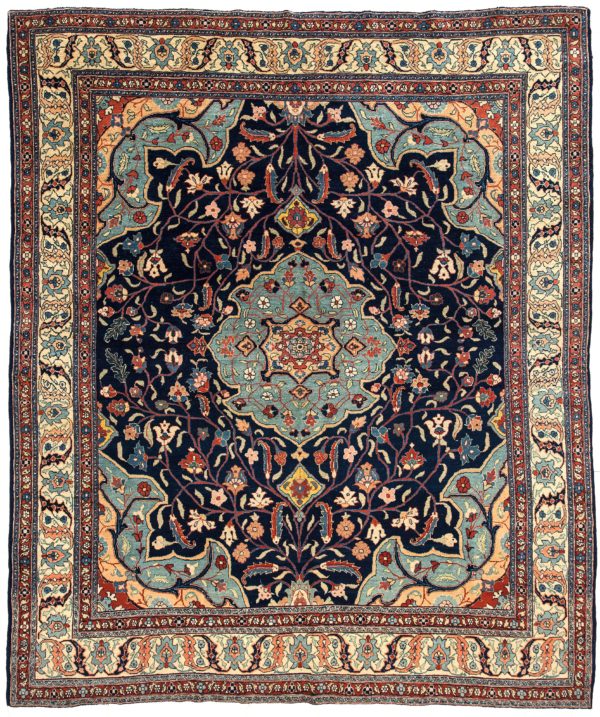 Antique, Square Persian Saruk Rug at Essie Carpets, Mayfair London