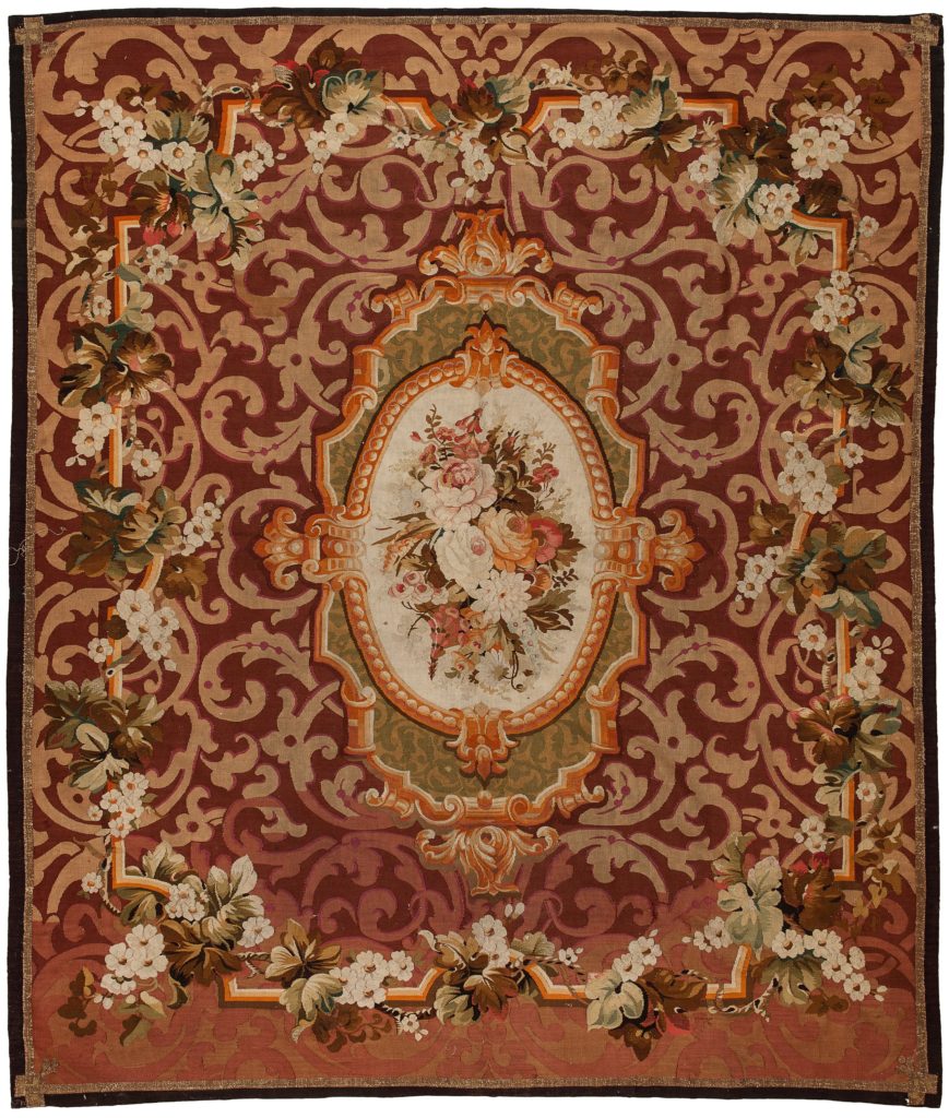 Antique Square French Aubusson Tapestry at Essie Carpets, Mayfair London