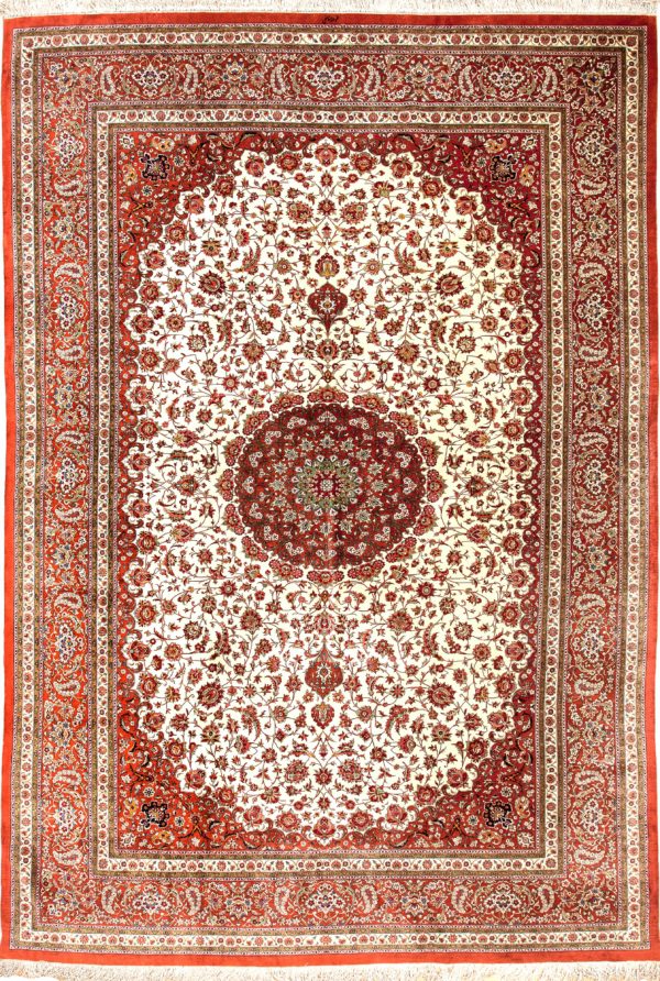 Extremely Fine, Signed Persian Qum Carpet at Essie Carpets, Mayfair London