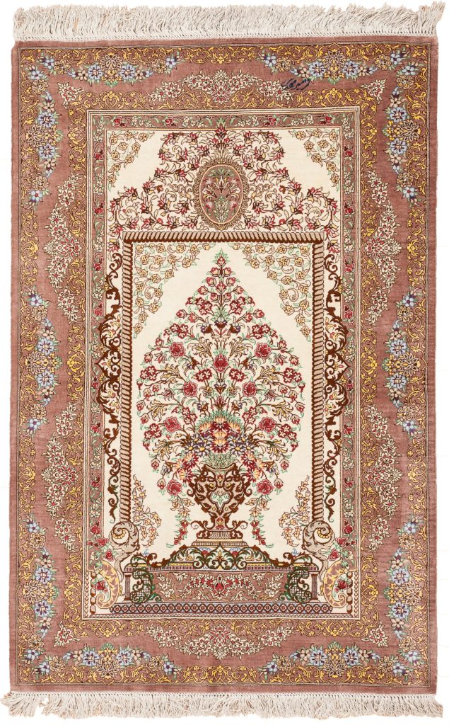 Very Fine, Signed Persian Qum (one of a Pair) Rug at Essie Carpets, Mayfair London