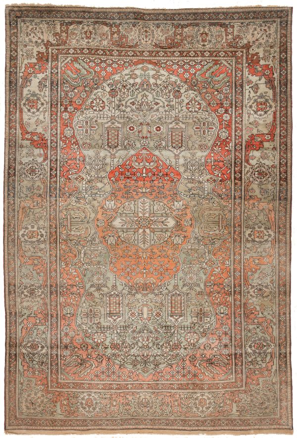 Antique Kashan Mohtasham Rug at Essie Carpets, Mayfair London