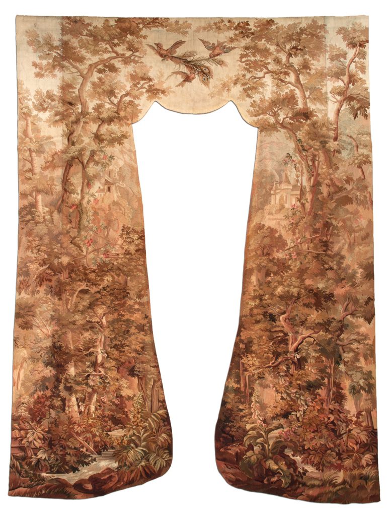 Antique French curtain Tapestry at Essie Carpets, Mayfair London