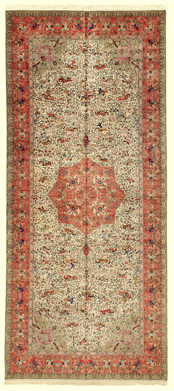 Persian Tabriz Carpet - Fine Signed Antique - Extra-Large Oversize Gallery 7x3m (22x10ft) at Essie Carpets, Mayfair London