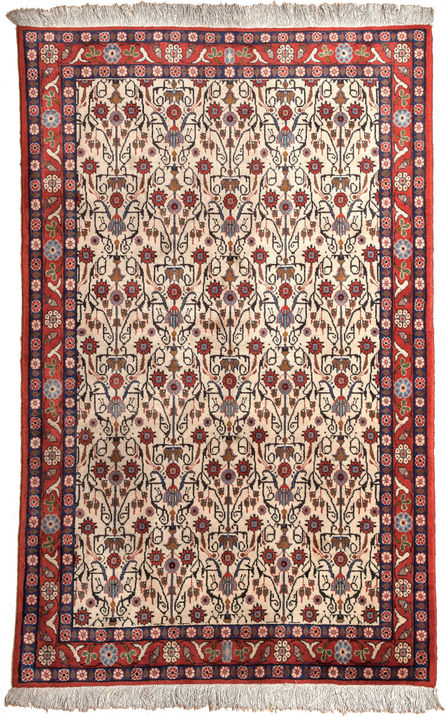 Varamin Rug for sale at essie carpets mayfair london handmade in Mid 20th Century Allover design Wool Pile White Rectangle