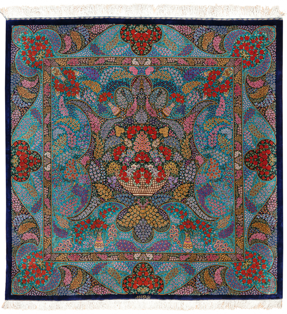 Unique Qum Persian carpet at Essie Carpets, Mayfair London
