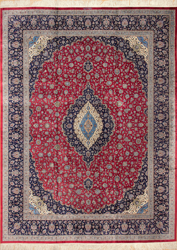 Extremely fine Silk Kashan Signed Carpet at Essie Carpets, Mayfair London