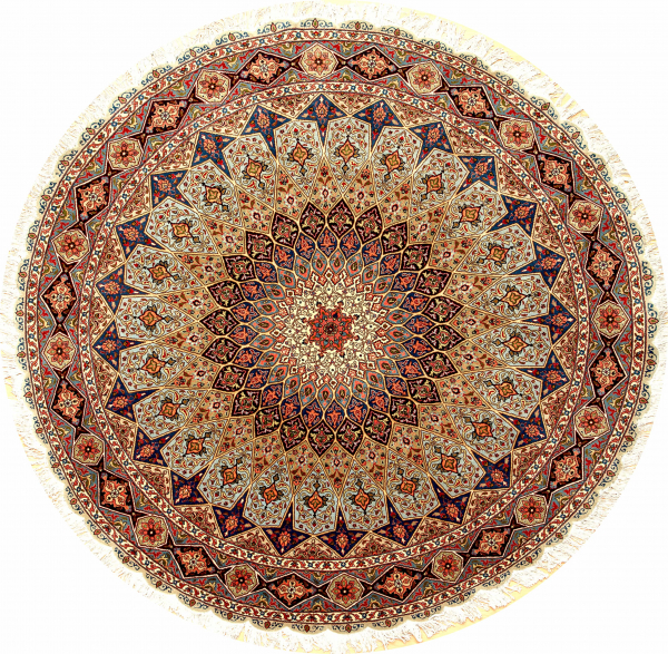 Persian Tabriz Round Rug - Silk and Wool