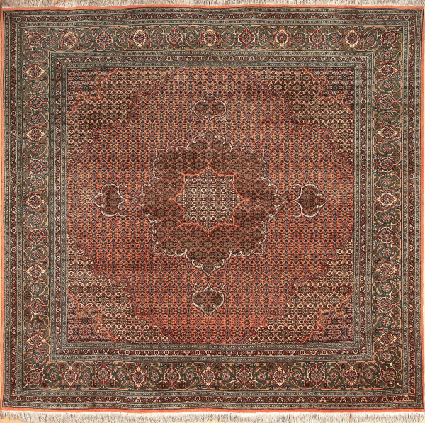 Persian Tabriz Square Rug - Wool - Central Medallion