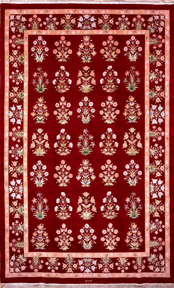 Persian Tabriz Allover Carpet - Signed - Silk and Wool