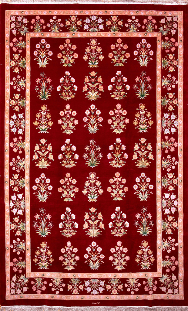 Persian Tabriz Allover Carpet - Silk and Wool