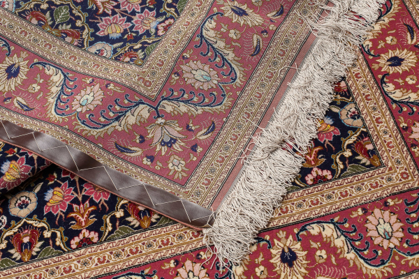 Persian Tabriz Allover Rug - Silk and Wool