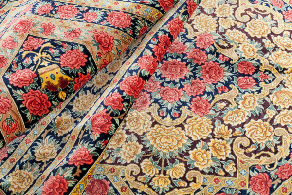 Signed Persian Qum Carpet - Fine Pure Silk