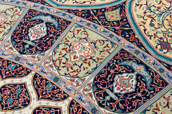 Persian Tabriz Square Carpet - Fine Silk and Wool
