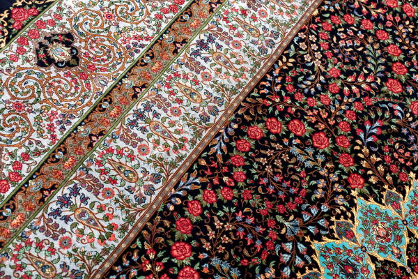 Signed Persian Qum Carpet - Very Fine Pure Silk