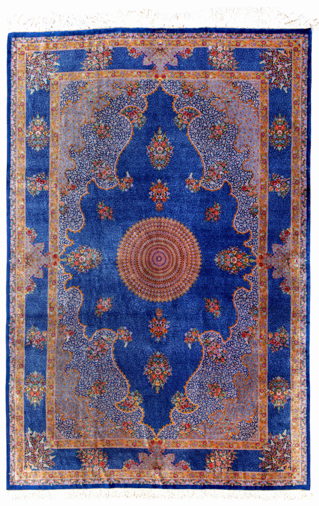 Signed Persian Qum Carpet - Fine Pure Silk