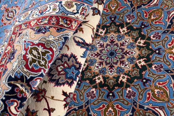 Signed Persian Isfahan Rug - Silk and Wool