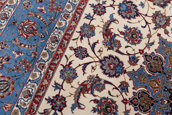 Signed Persian Isfahan Rug - Silk and Wool