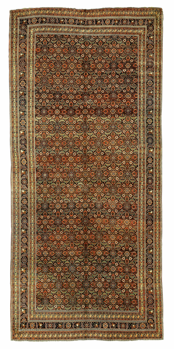Large Antique Persian Bijar Gallery Carpet - Allover Herati Design