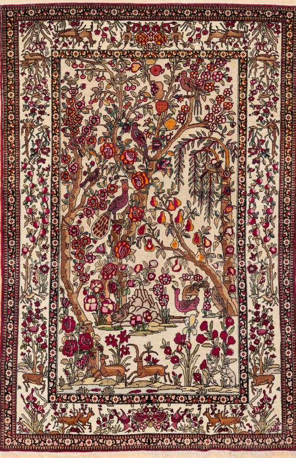 Rare Persian Isfahan Rug - Tree of Life Design