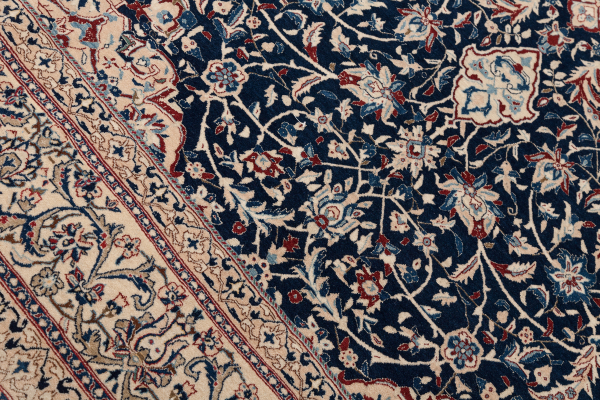 Old Persian Tudeshk Nain Rug - Fine Silk and Wool - Central Medallion